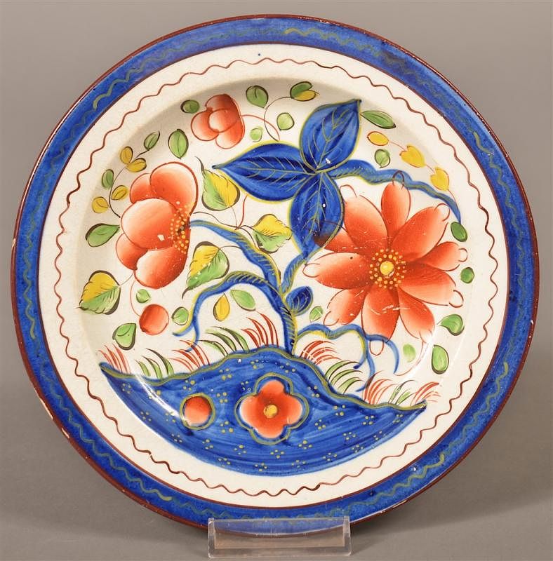 Appraisal: Gaudy Dutch China Sunflower Toddy Plate Gaudy Dutch Soft Paste