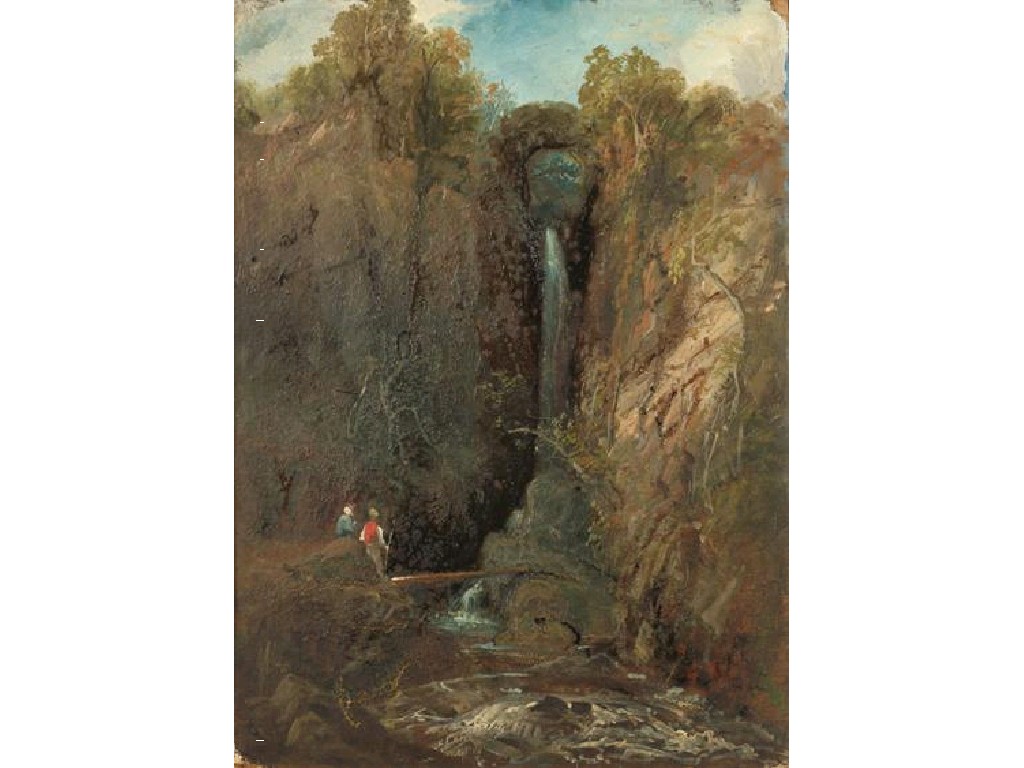 Appraisal: ASCRIBED TO SAMUEL BOUGH Figures beside a waterfall the reverse