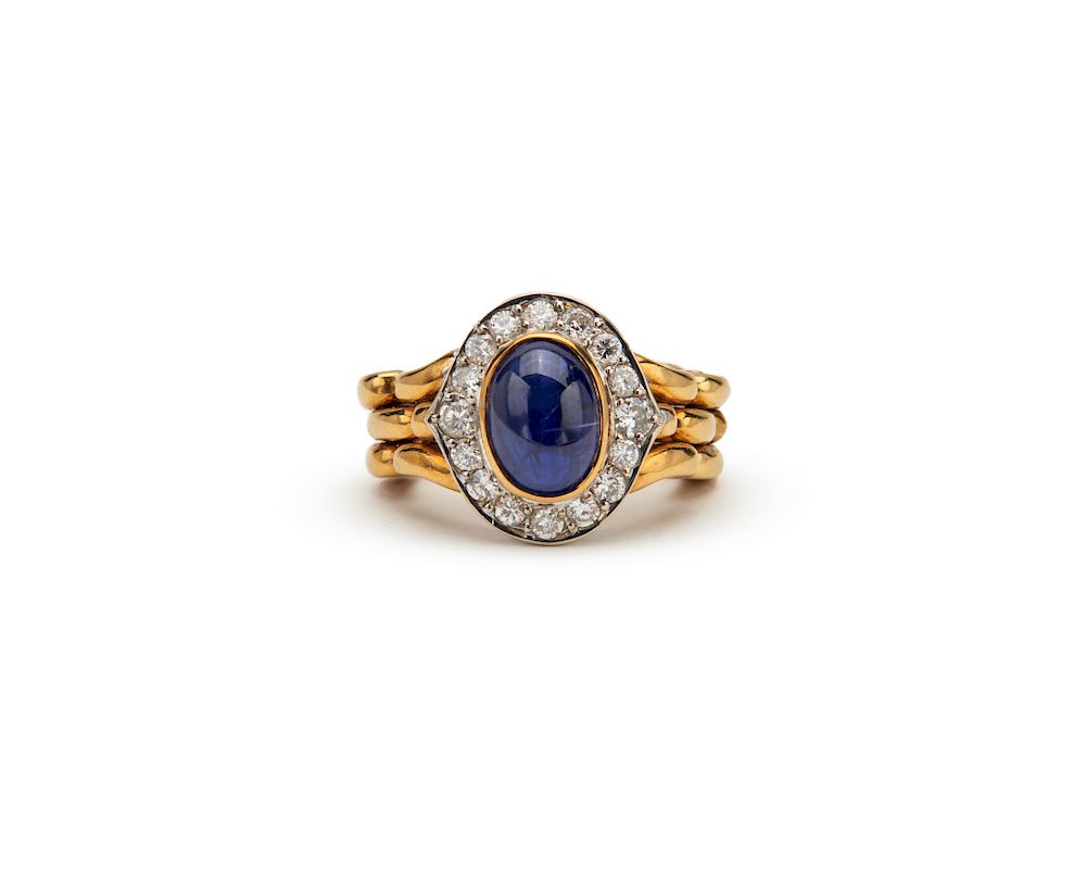 Appraisal: K Gold Sapphire and Diamond Ring K Gold Sapphire and