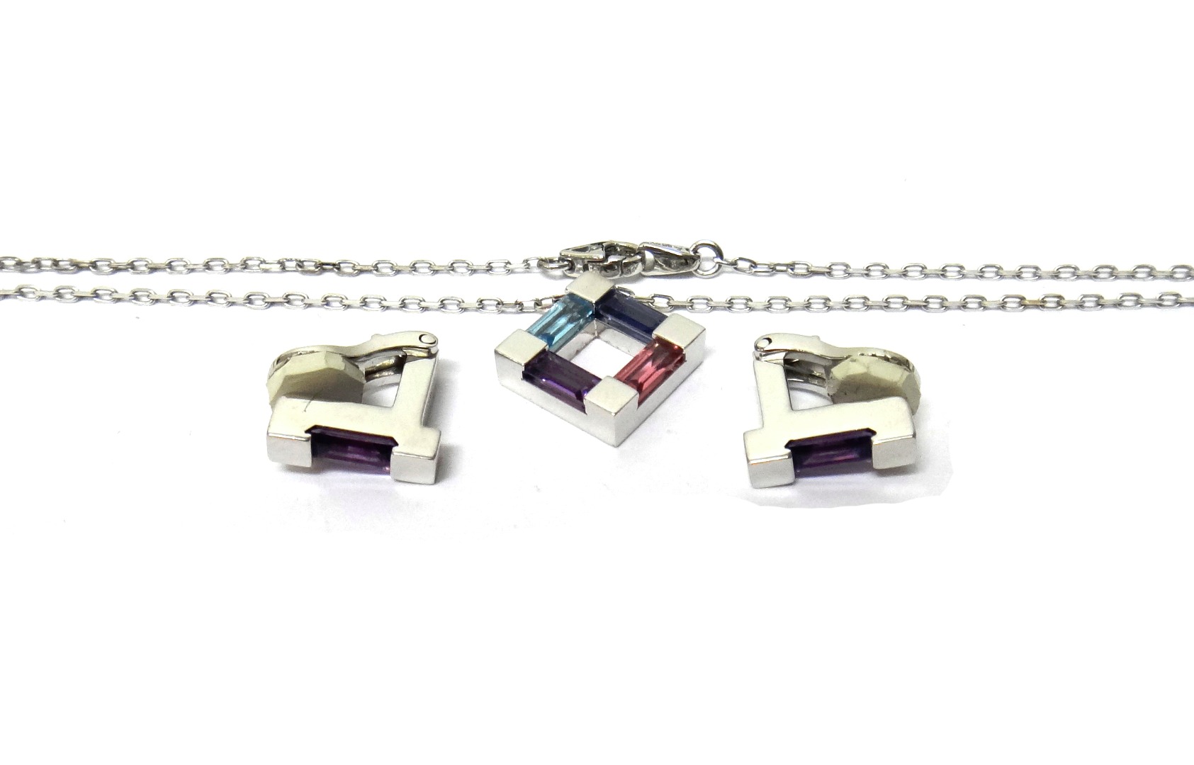 Appraisal: An Asprey ct white gold and coloured gemstone set pendant