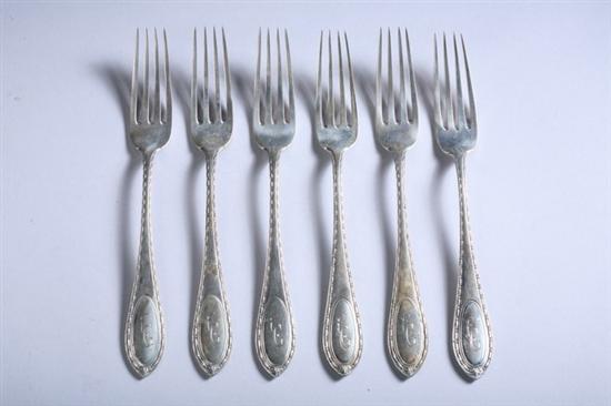 Appraisal: SIX GERMAN SILVER FORKS Korner Proll - oz dwt