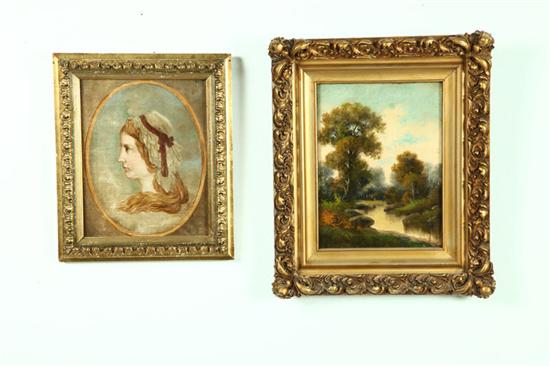 Appraisal: PORTRAIT AND LANDSCAPE PAINTINGS European th-early th century Both are