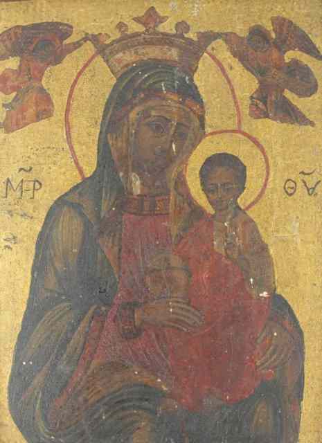 Appraisal: A th Century icon crowned Madonna and child with angels