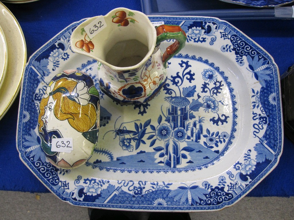 Appraisal: Spode stoneware blue and white ashet pottery box and cover