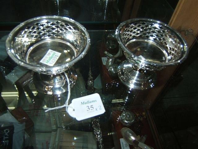 Appraisal: A pair of silver sweetmeat dishes with pierced decoration