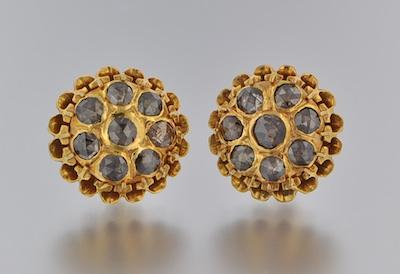 Appraisal: A High Karat Gold and Diamond Earrings A pair of