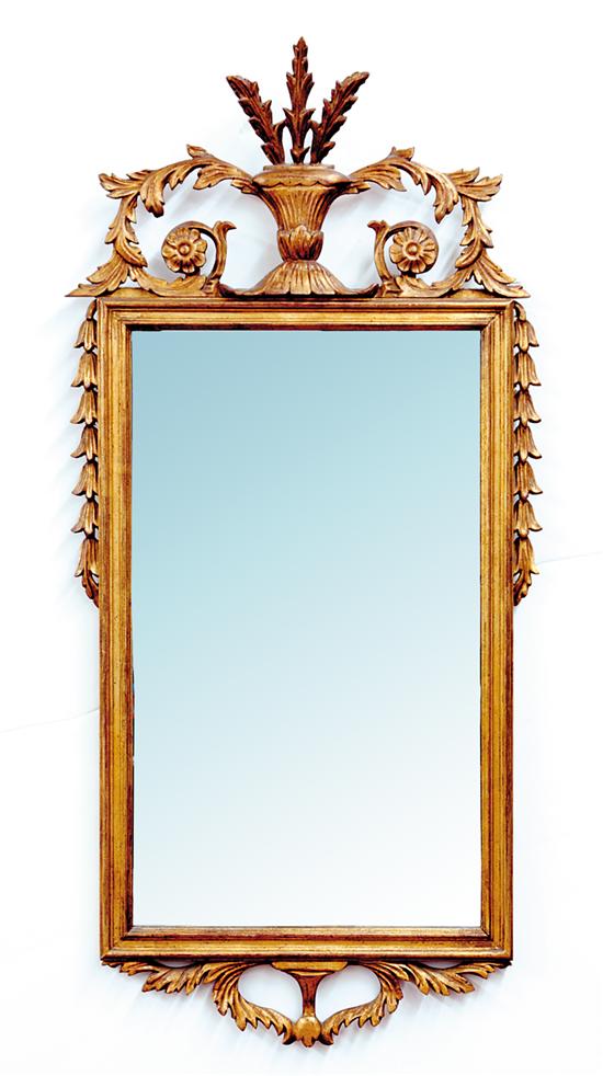 Appraisal: Adam style carved giltwood mirror vasiform crest with foliate sprays