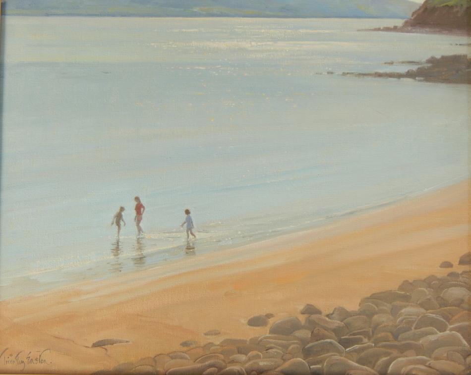 Appraisal: Timothy Easton b Toe dipping oil on canvas signed and