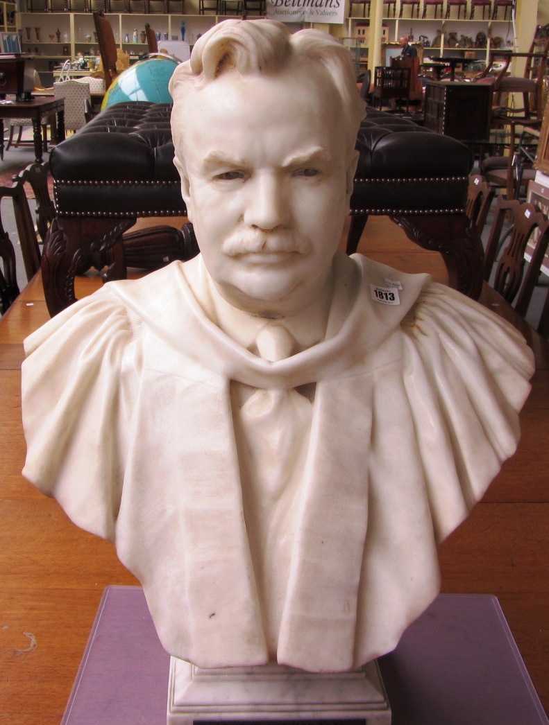 Appraisal: A marble bust of Sir John Harvard Biles - with