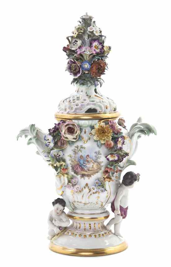 Appraisal: A Meissen Porcelain Potpourri having a reticulated lid with a