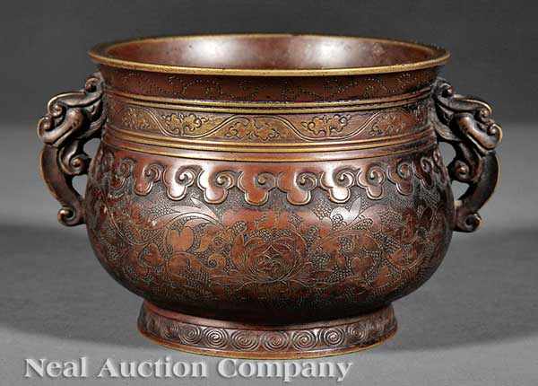 Appraisal: A Chinese Patinated Bronze Censer Xuande mark but probably Qing