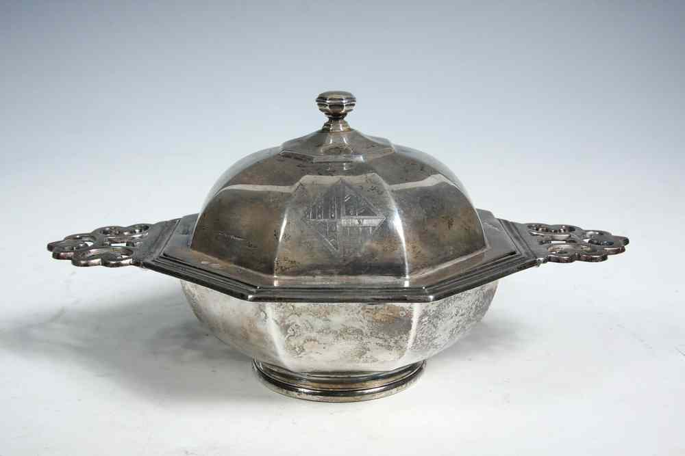 Appraisal: STERLING SWEETMEATS BOWL - Three-Piece Covered Sterling Sweetmeats Bowl with