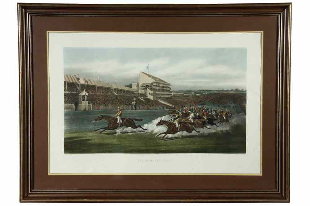 Appraisal: HANDCOLORED EQUESTRIAN ENGRAVING - 'The Winning Post' Ascot by Henry