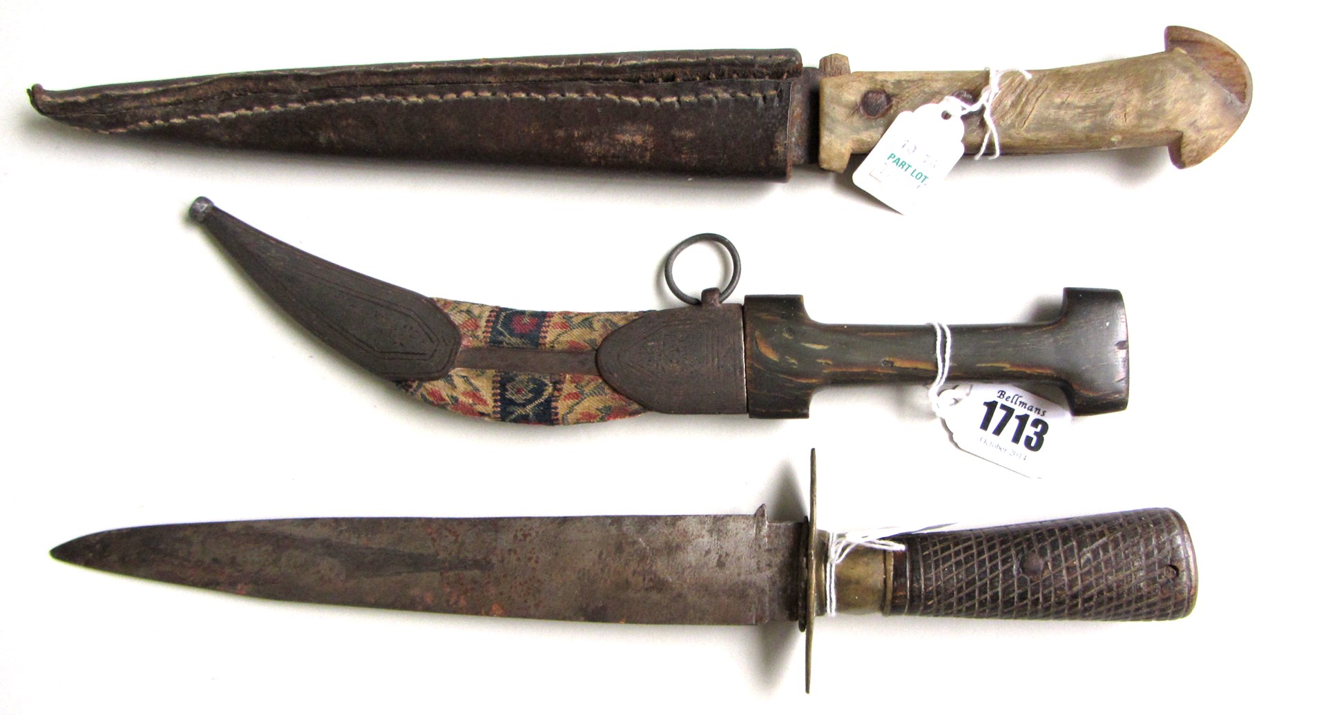 Appraisal: A Middle Eastern knife late th century with curved steel