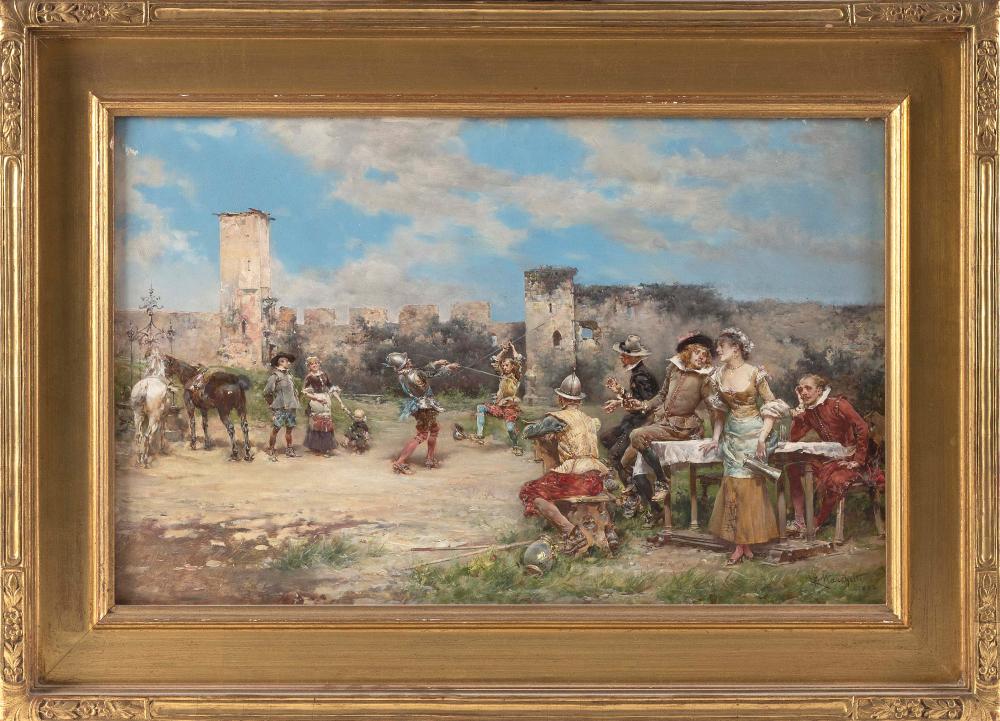 Appraisal: LUDOVICO MARCHETTI ITALY - THE DUEL OIL ON ARTIST BOARD