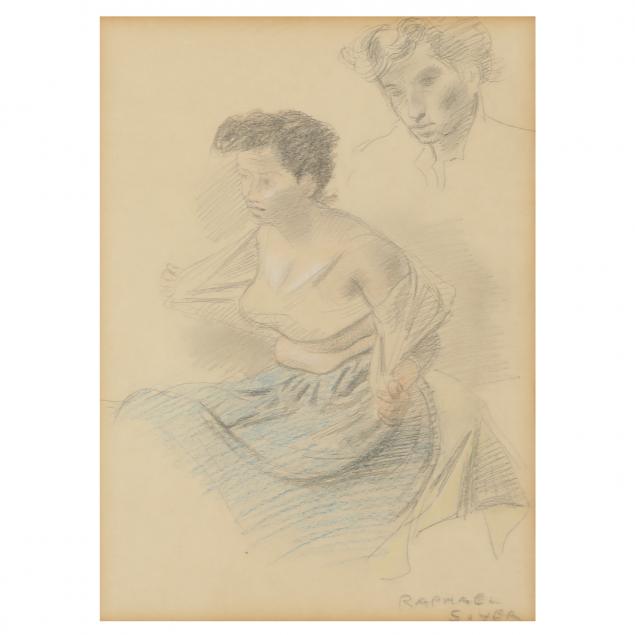 Appraisal: RAPHAEL SOYER AMERICAN - STUDY OF A MODEL Pencil and