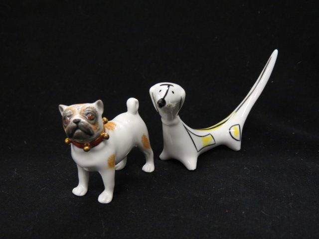 Appraisal: Porcelain Dog Figurines German pug and Art Moderne dachshund tallest