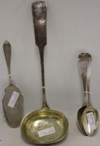 Appraisal: COIN SILVER FLATWARE PIECES TO INCLUDE A LARGELADLE BY E