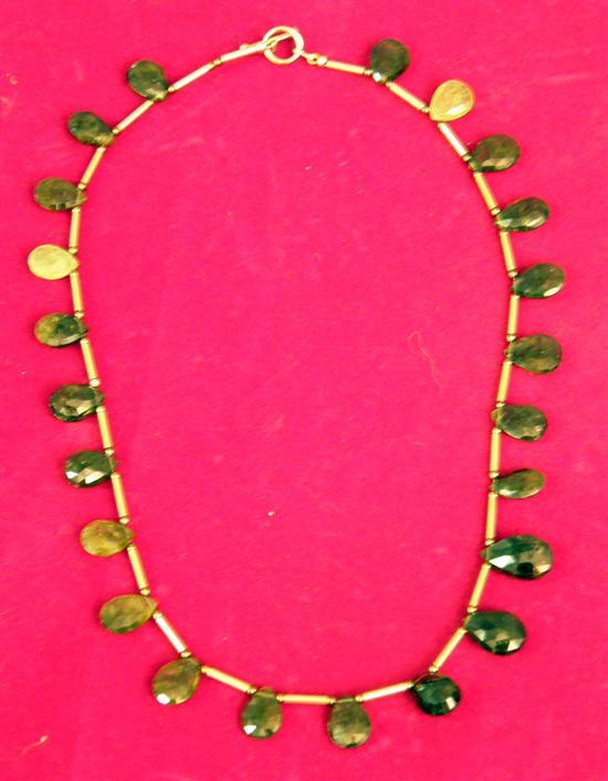 Appraisal: Green garnet gold mounted pendant necklace ct