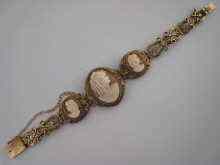 Appraisal: A yellow metal tests carat gold cameo bracelet marked ct