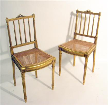 Appraisal: Pair of Louis XVI style giltwood side chairs late th