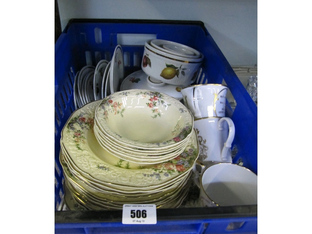 Appraisal: Box of assorted dinnerwares to include Doulton Crown Ducal and