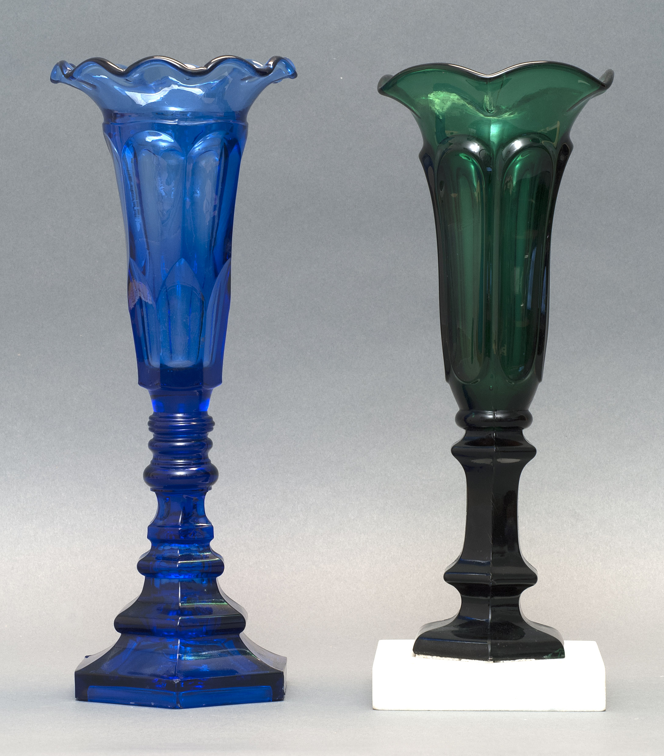 Appraisal: TWO PRESSED GLASS VASES th CenturyOne by the Sandwich Glass