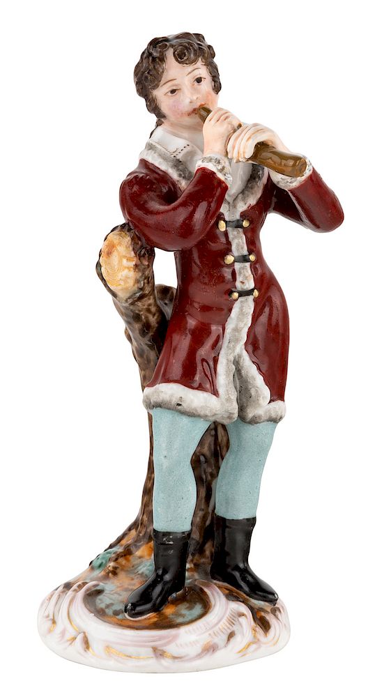 Appraisal: A RUSSIAN PORCELAIN FIGURE OF A BOY PLAYING FLUTE POPOV