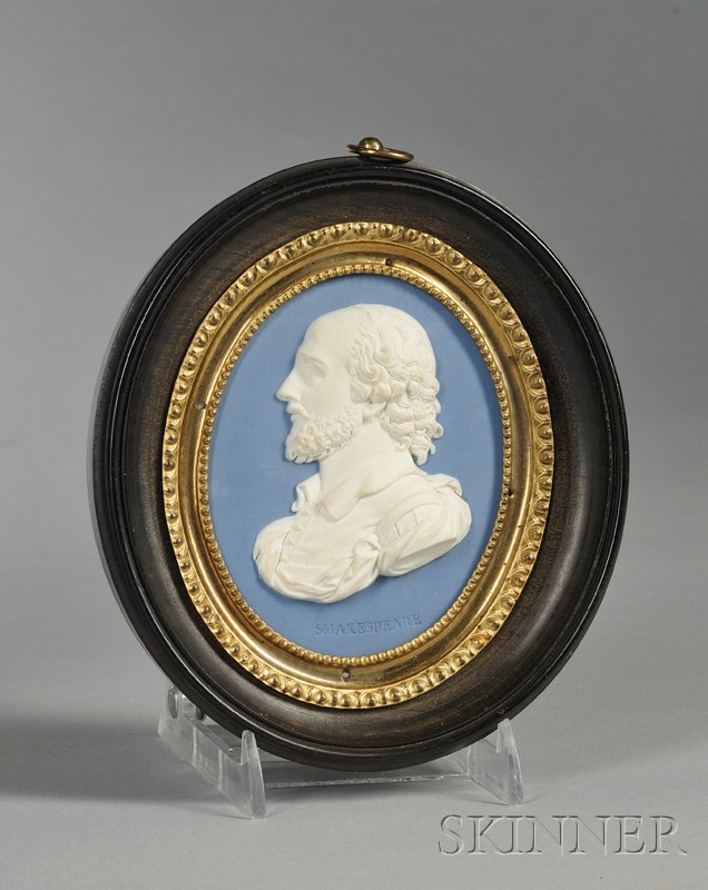 Appraisal: Wedgwood and Bentley Blue Jasper Portrait Medallion of Shakespeare England