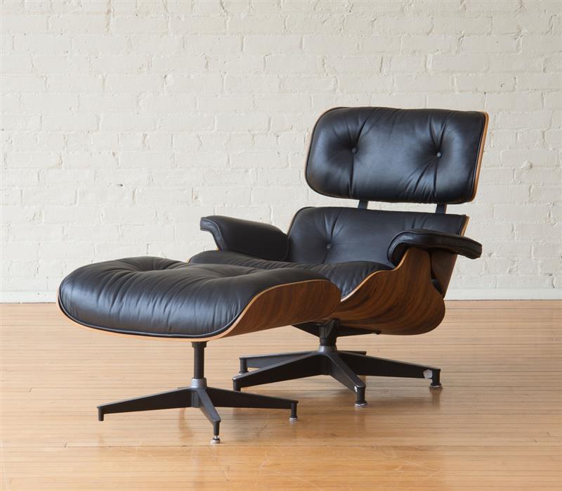 Appraisal: CHARLES AND RAY EAMES HERMAN MILLER LEATHER UPHOLSTERED ROSEWOOD LOUNGE