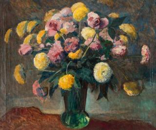 Appraisal: WALTER A BAILEY - OIL ON CANVAS A circa floral