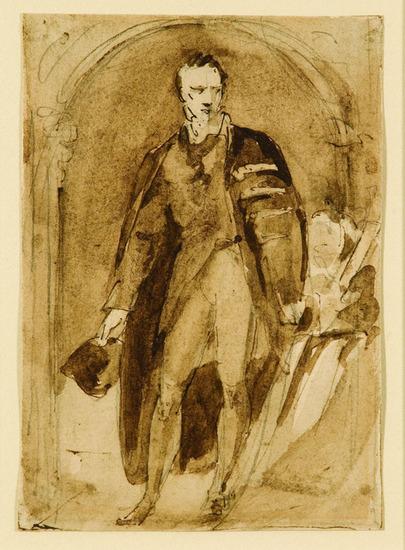 Appraisal: Sir Thomas Lawrence - Male portrait sketch Ink and wash