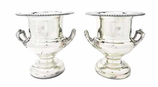 Appraisal: A Pair of English Silverplate Wine Buckets each of handled