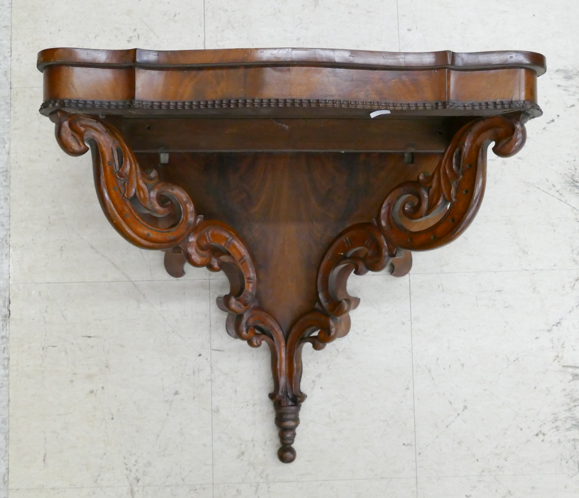 Appraisal: Victorian Walnut Carved Wall Shelf- x x '' with some