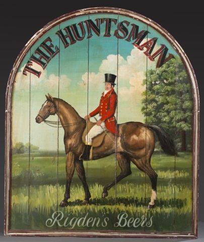 Appraisal: Huntsman Tavern Sign Rigden's Beer Painted wood sign H x