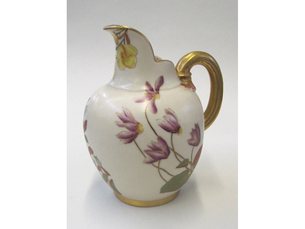 Appraisal: Royal Worcester blush jug painted with flowers no