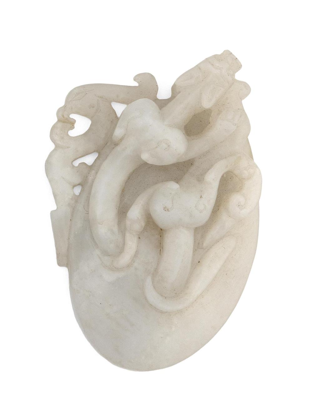 Appraisal: CHINESE CARVED WHITE JADE PLAQUE LENGTH CHINESE CARVED WHITE JADE