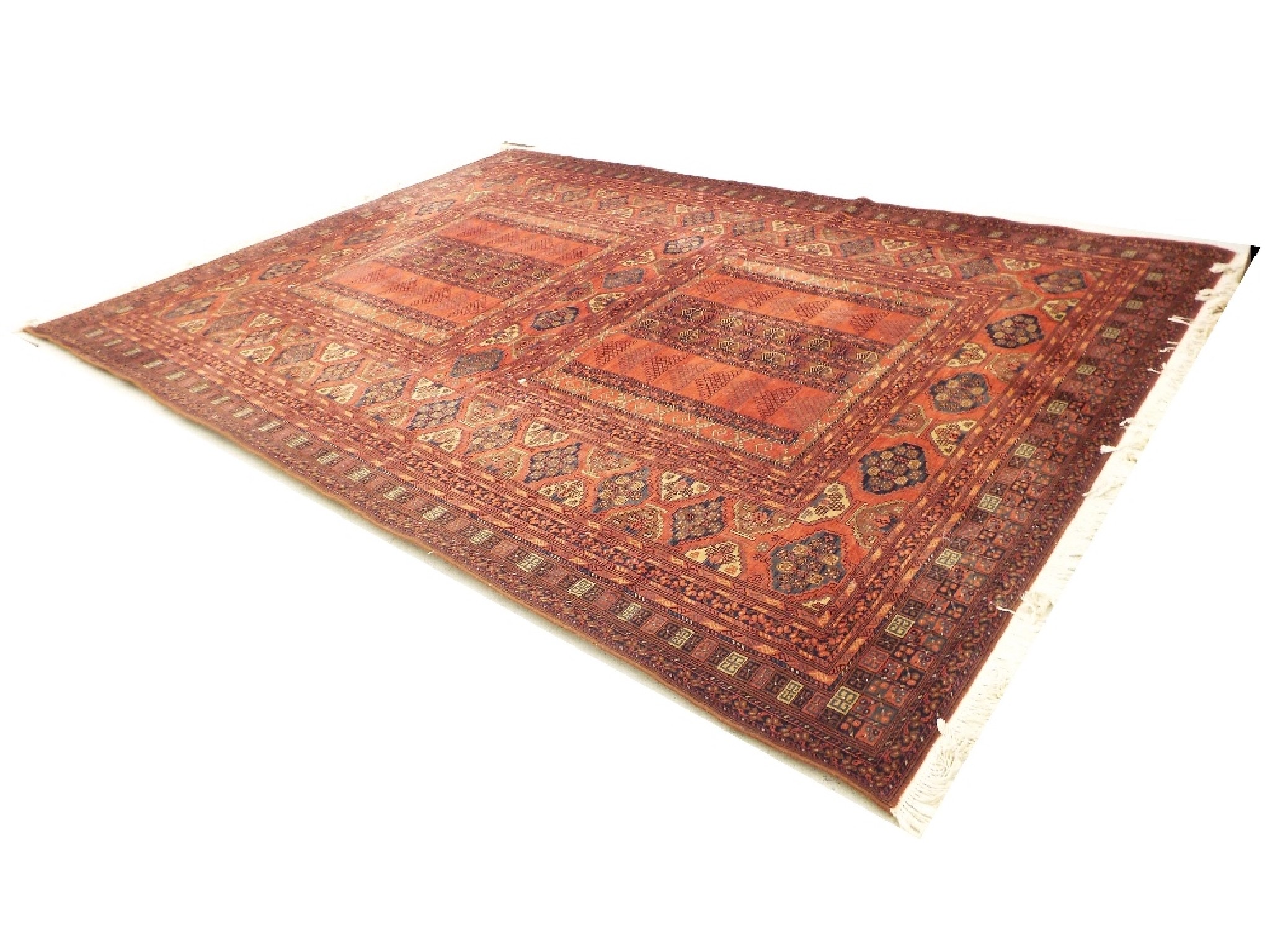 Appraisal: Large Bokhara type floor rug decorated with various fretwork type