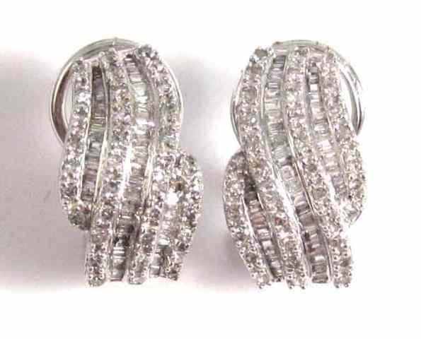 Appraisal: PAIR OF DIAMOND AND WHITE GOLD EARRINGS each k gold