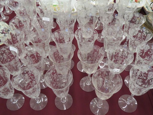 Appraisal: pc Cambridge Rosepoint Crystal Stemware goblets and iced teas excellent