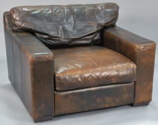 Appraisal: Leather Trend pair of oversized armchairs ht in wd in