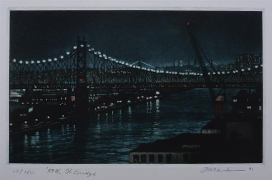 Appraisal: FREDERICK MERSHIMER American b TH STREET BRIDGE signed dated '