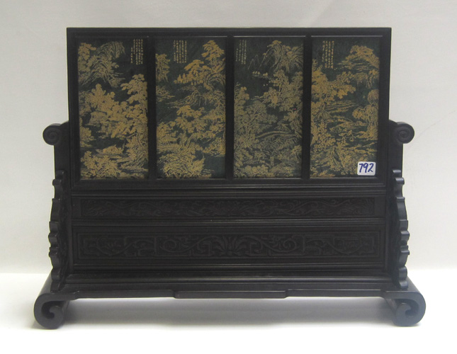 Appraisal: CHINESE MING-STYLE TABLE SCREEN featuring a row of four rectangular