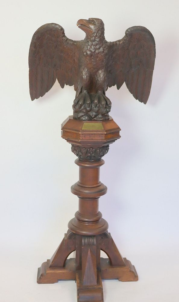 Appraisal: Large Impressive And Finely Carved Eagle On Stand Nice big