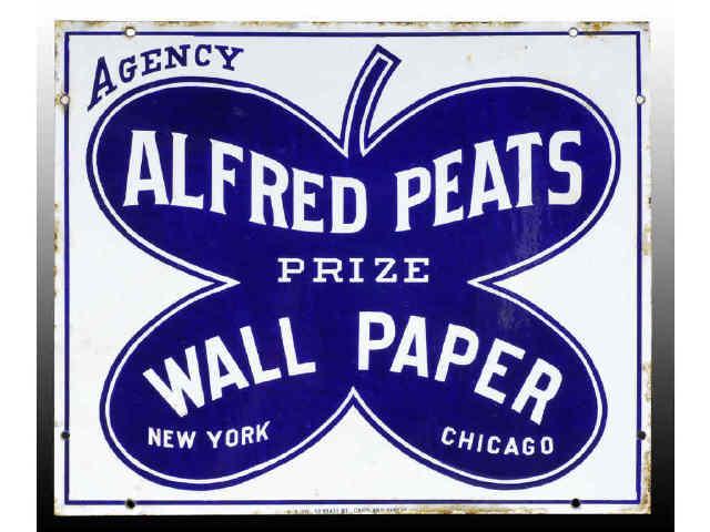 Appraisal: Peats Wallpaper Porcelain Sign Description Circa Light edge rust and