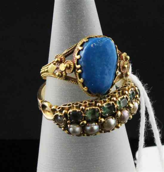 Appraisal: A Victorian gold emerald and split pearl ring and a