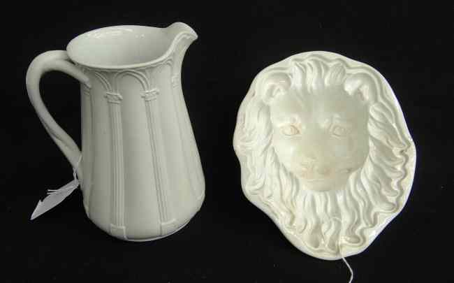 Appraisal: Lot including early lion head mold and salt glaze pitcher