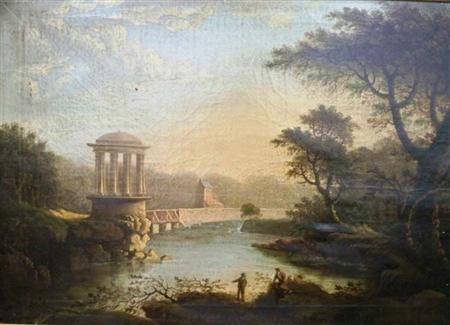 Appraisal: English School th Century Anglers by a Lake with a