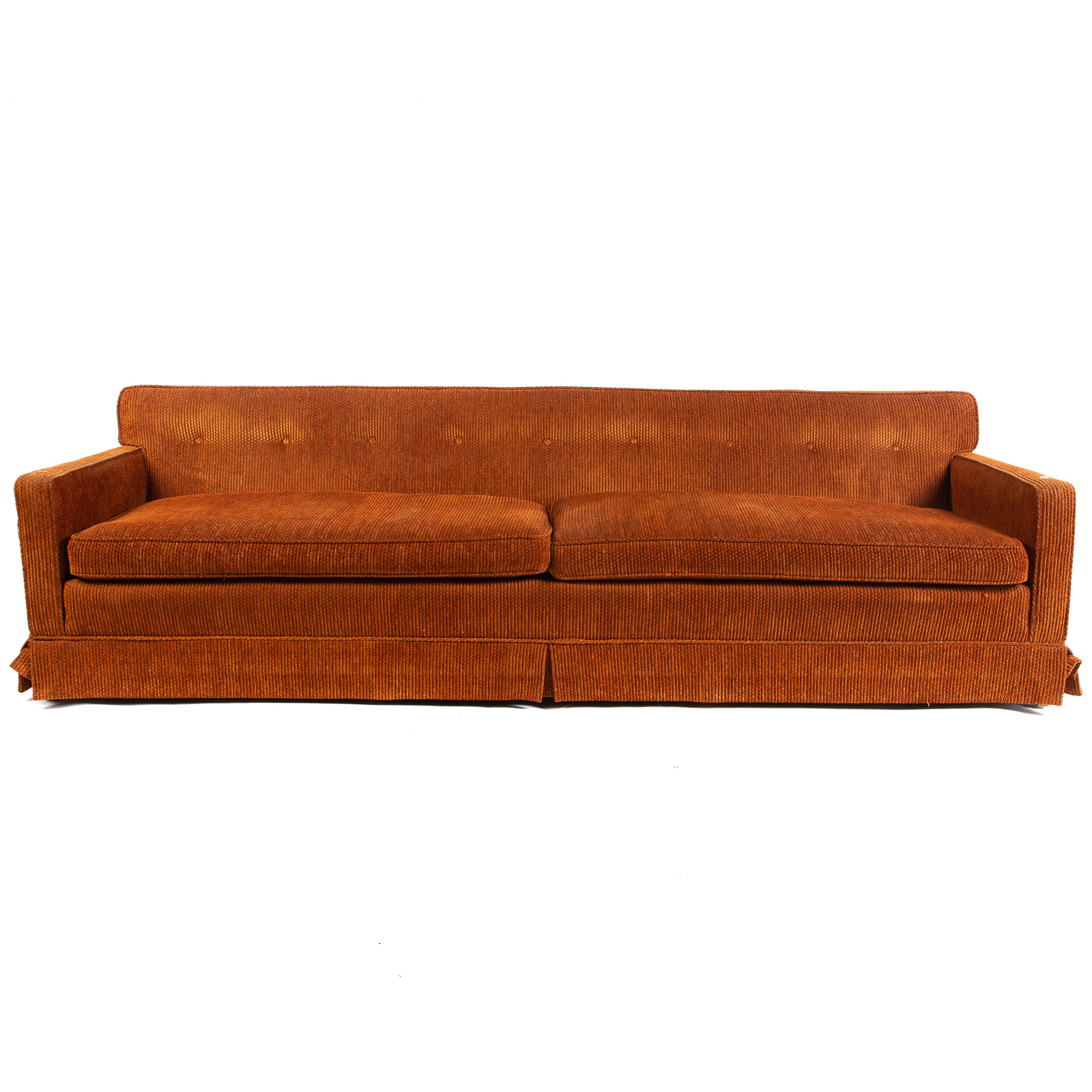 Appraisal: MID-CENTURY UPHOLSTERED SOFA Mid th century with good strong frame