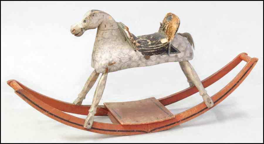 Appraisal: AMERICAN PAINTED WOOD ROCKING HORSE H '' W '' D